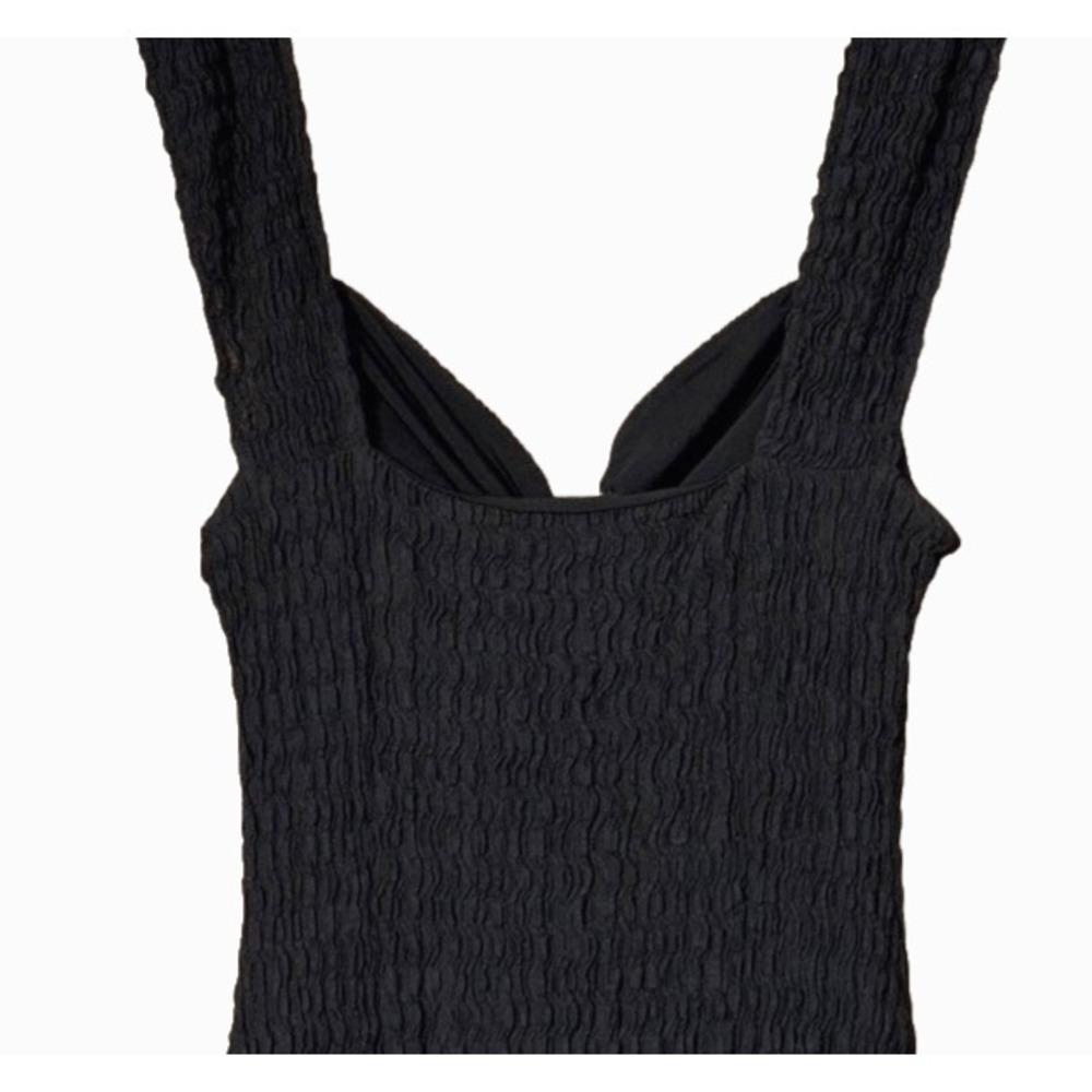 Free People Beach Eleni Bodycon Maxi Dress Size S Black Pucker Texture Side Slit - Picture 6 of 11